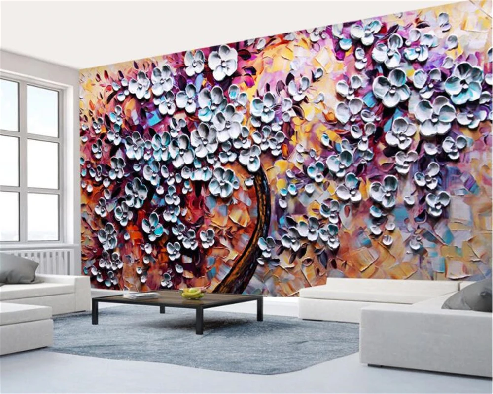 Обои 3d Ручная роспись Абстрактная живопись Европейская масляная деньги дерево