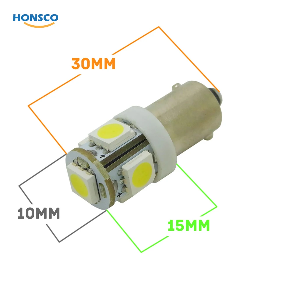2 шт. BA9S Светодиодные Автомобильные светильник пы T4W 5 SMD 5050 клиновидные красные