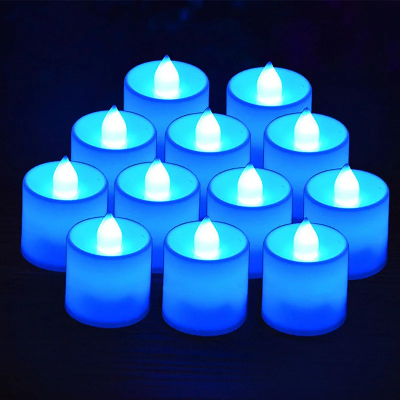 Blue 20-150 шт пламенный мигающий чайный светильник светодиодный Мерцающая Свеча на батарейках Рождественская Свадебная вечеринка украшение разноцветная лампа - Цвет: Blue