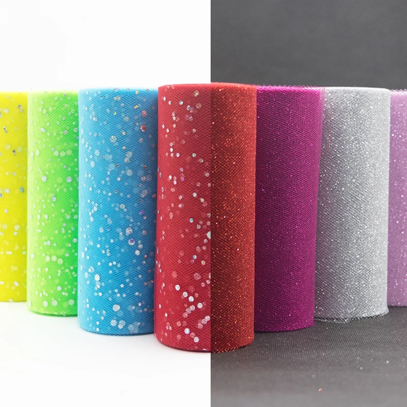 15cm*22m Glitter Sequin Tulle Roll Tutu Fabric Wedding Decoration Organza 25 Yards Birthday Party Supplies | Дом и сад