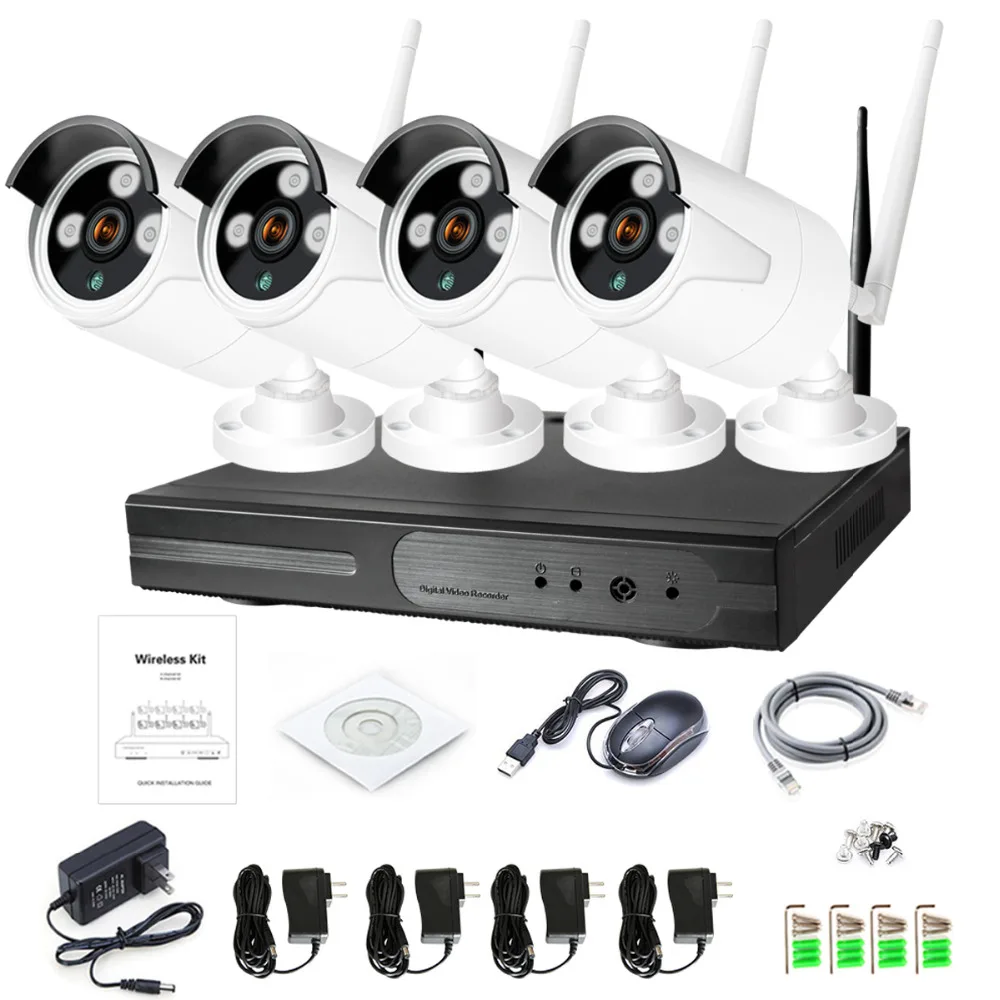 4CH 1080 P HD Беспроводной NVR комплект P2P 960 внутренний наружный IR Ночное Видение