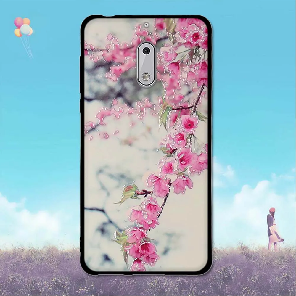 Чехол для Nokia 6 задняя крышка Nokia6 5 дюйма цветочный рисунок телефона TA-1021 TA-1033