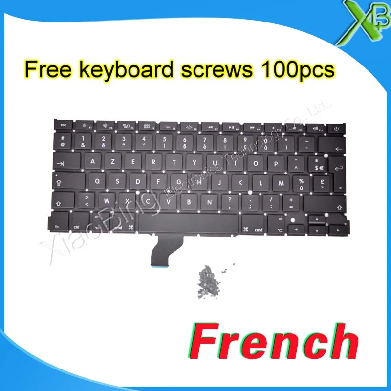 

Совершенно новая Французская клавиатура 13,3 дюйма A1502 AZERTY FR + винты для клавиатуры 100 шт. для MacBook Pro Retina 2013-2016 лет