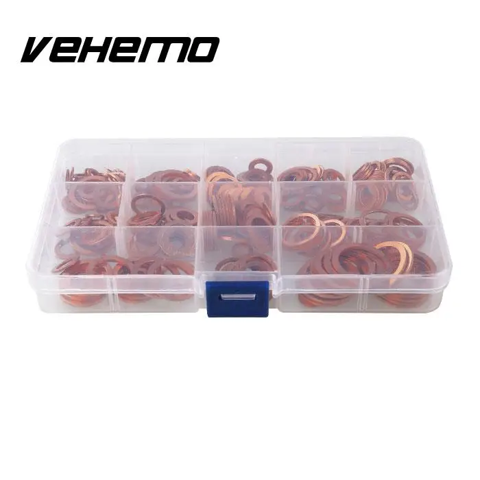 Vehemo 280 шт. одноцветные медные шайбы комплект штепсельных вилок с пластиковой