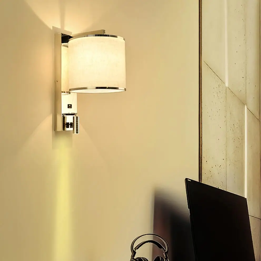

HAIXIANG LED Wall Light Spotlight Reading Lamp Bedside Lighting Living Room Corridor Wall Sconce with Switch USB Charging Port