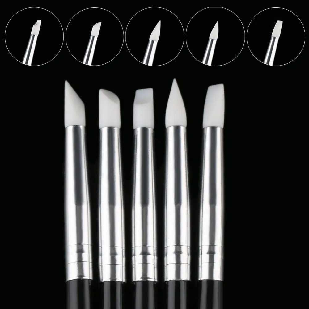 5 шт. мягкая силиконовая ручка для дизайна ногтей гравировки керамики УФ Гелевая