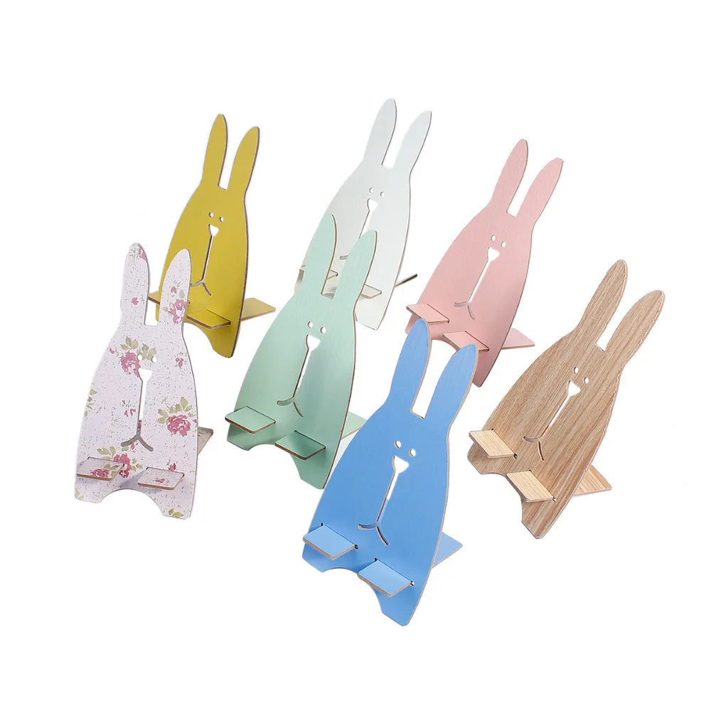 Универсальный настольный держатель для телефона с милым кроликом из дерева