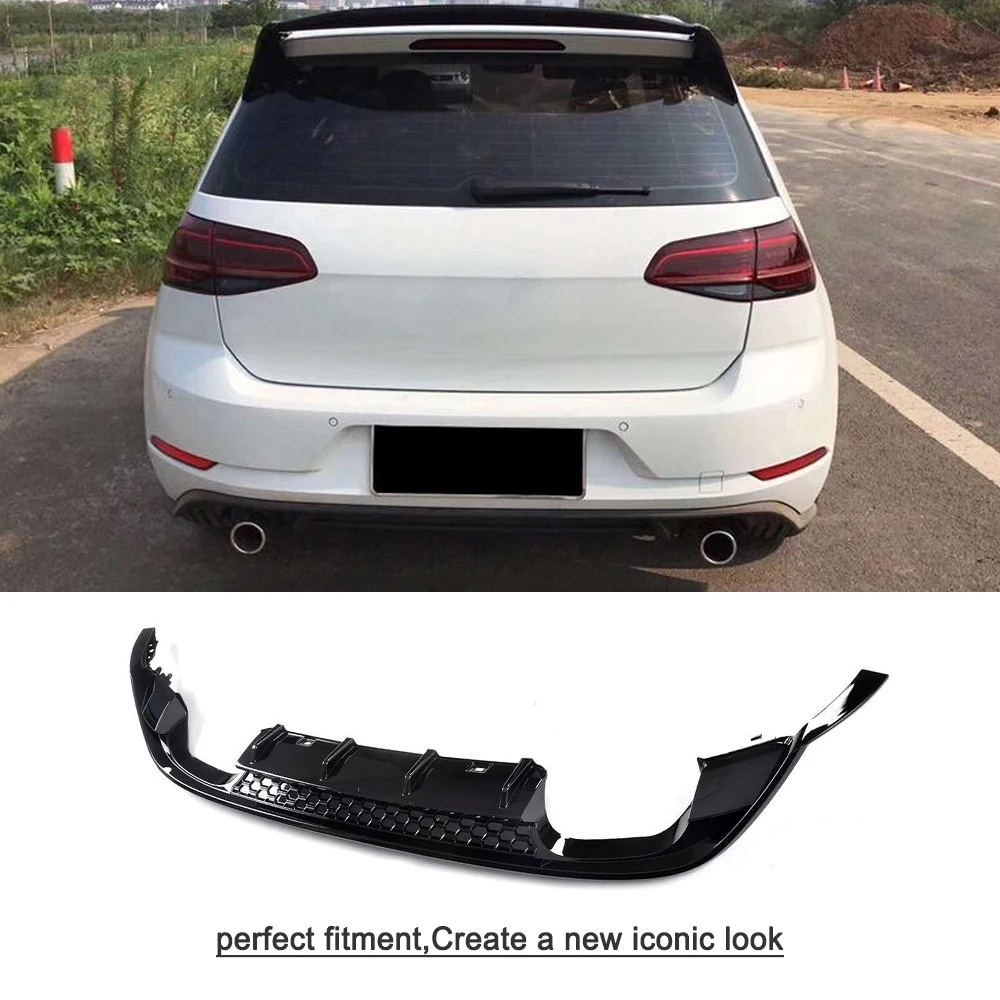 Black PP Rear bumper lip spoiler diffuser For Volkswagen VW Golf 7 7.5 MK7 standard And GTI 2017 2018 Four Outlet|Амортизаторы| |