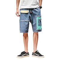 2021 summer patchwork mens jeans shorts multi pocket casual hip hop men short pants streetwear mens military cargo shorts