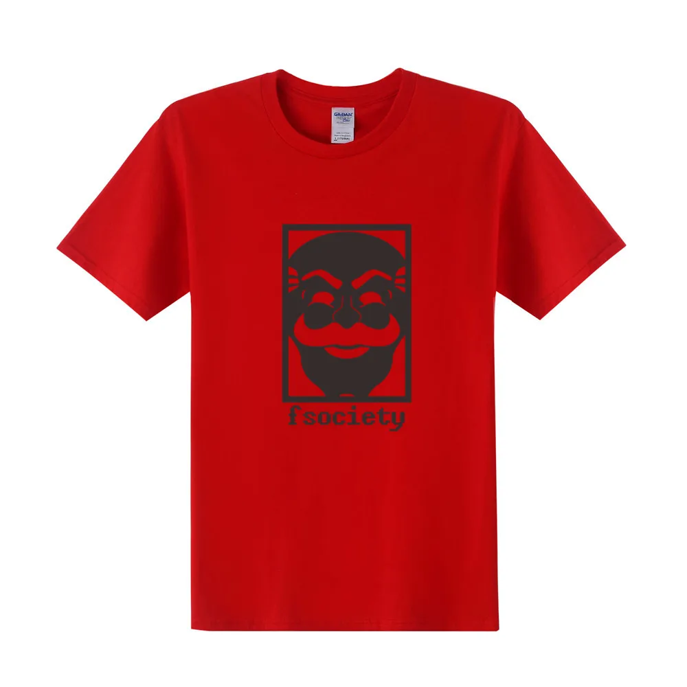 Мужская футболка с принтом маски Mr Robot летняя хлопковая коротким рукавом и