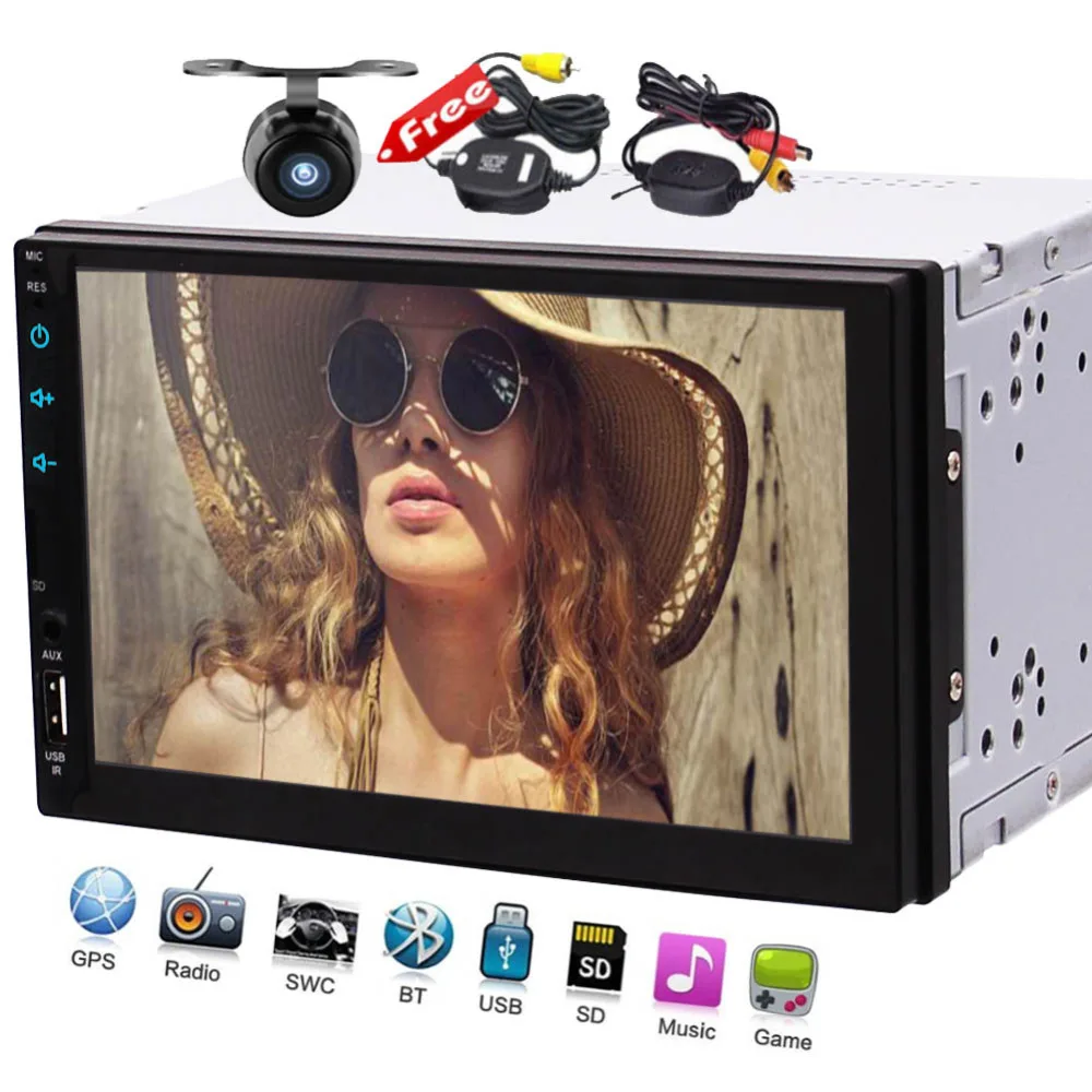 ANDROID 6 0 WI FI модель QUAD Core 1 ГБ + 16 двойной 2din автомобиля HD 1080 P видео плеер стерео RDS