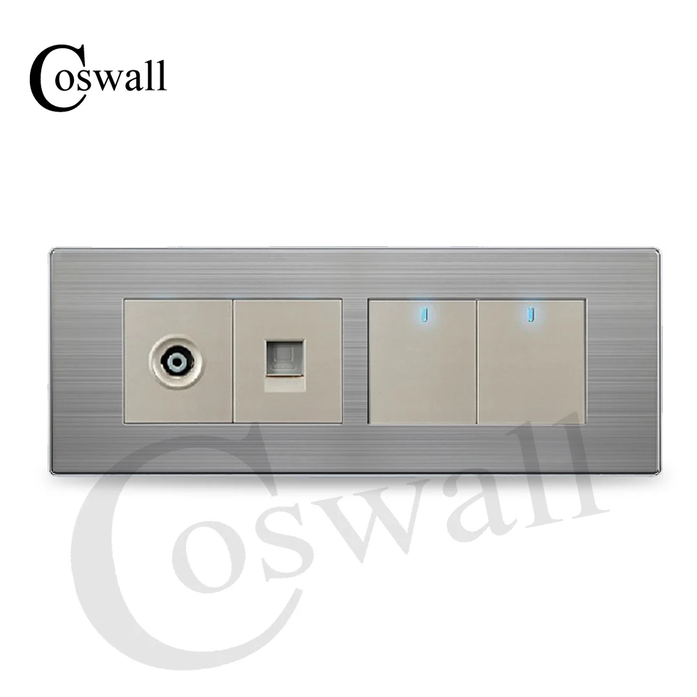 Настенный выключатель COSWALL 2 Gang Way светодиодный индикатор с ТВ-розеткой и