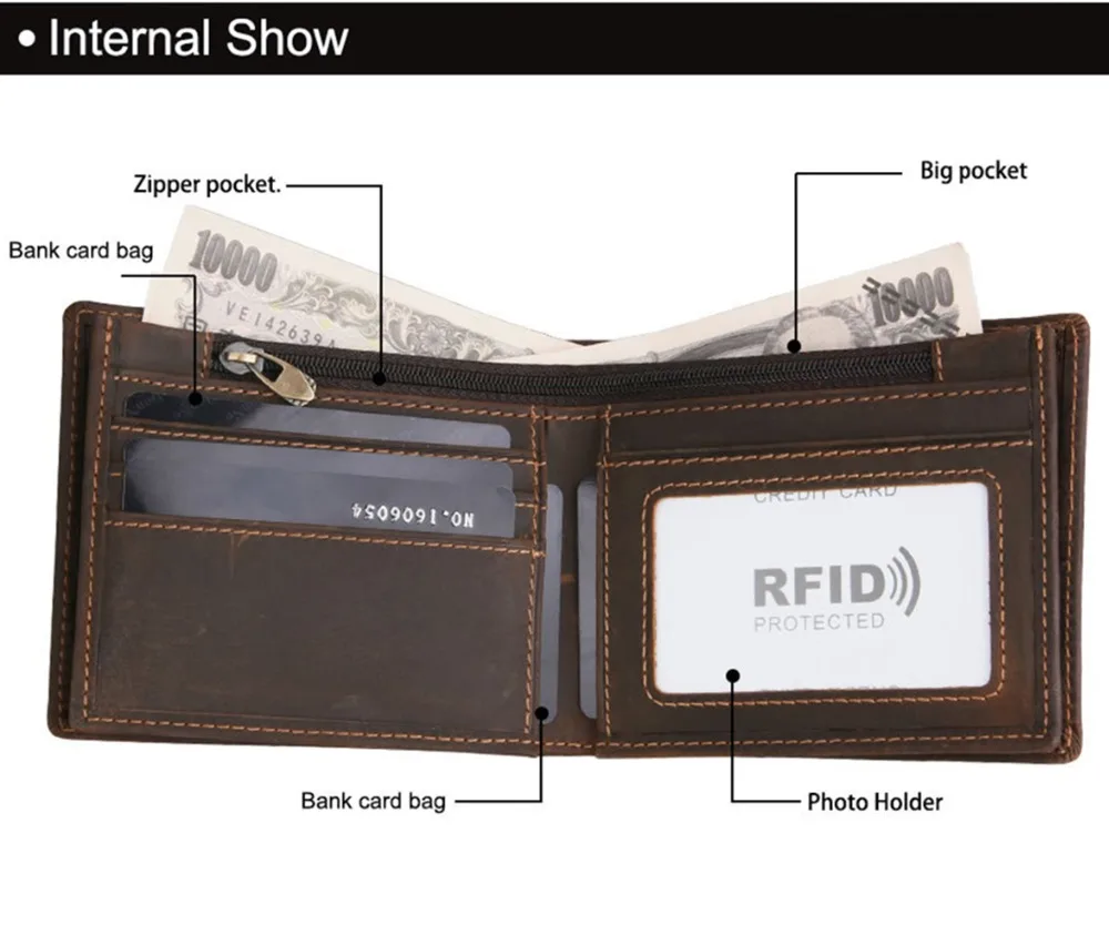 Artmi Для мужчин RFID Блокировка Натуральная кожа бумажник держатель для карт на