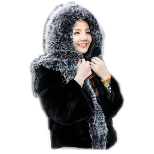 Super fur 2020 aristocratic Real fox fur hat knit hooded fur scarves Siamese female Under Snow Winter hat tide