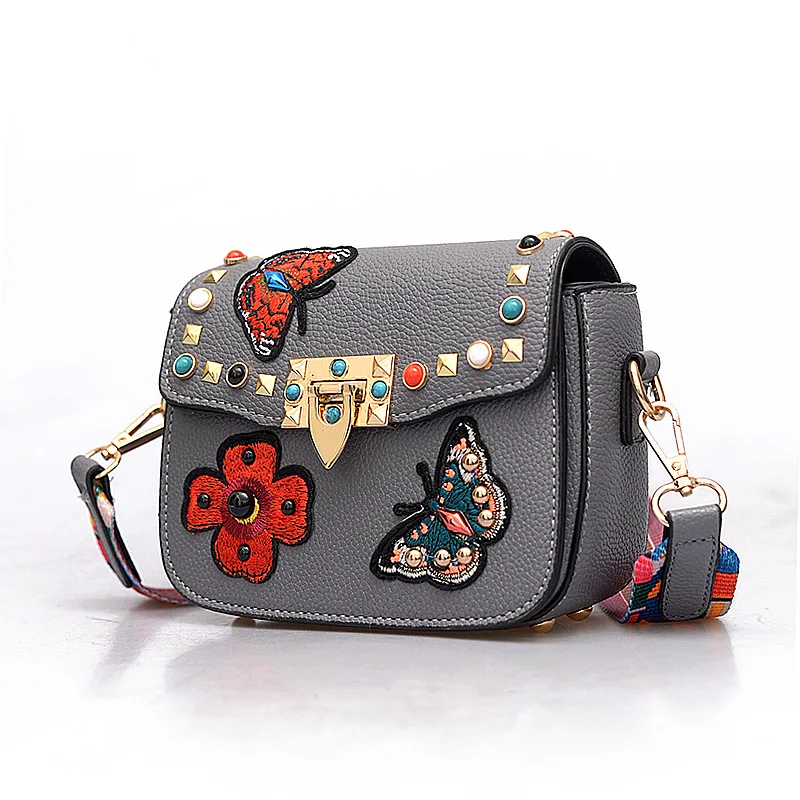 2017 женские сумки мессенджеры с цветочной вышивкой бабочки сумка через плечо