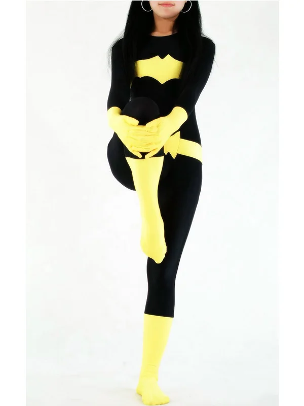 Костюм Бэтгерл из спандекса и лайкры черно-желтый костюм Зентаи вечерние костюмы