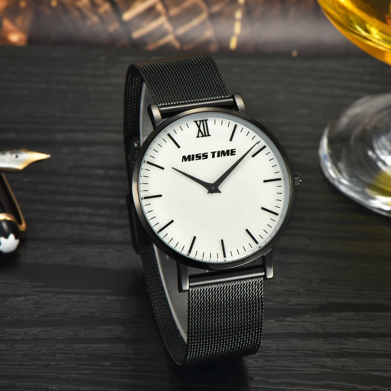 Misstime ультра тонкие часы швейцарский кварцевый механизм часовой моды известный