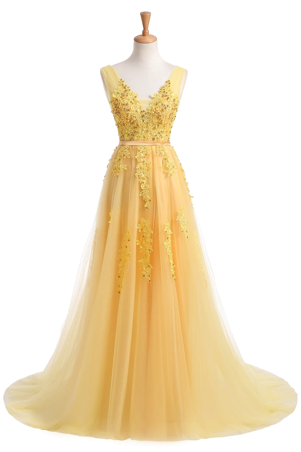 Robe De Soiree SSYFashion сексуальные длинные вечерние платья с открытой спиной для невесты элегантное банкетное зеленое кружевное вечернее платье с v-образным вырезом - Цвет: yellow