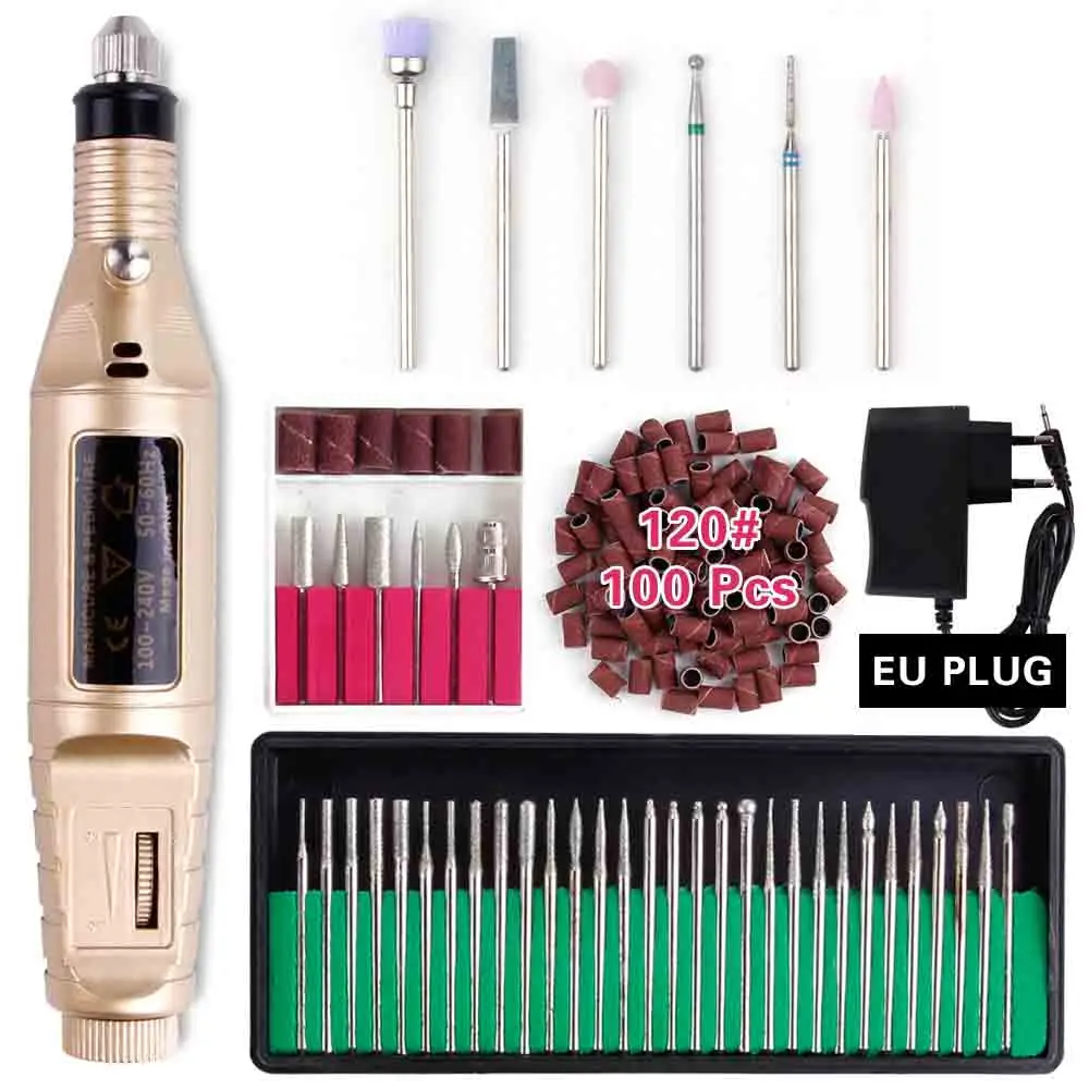 Set 6 EU Plug Профессиональный электрический сверлильный станок для ногтей, инструменты для маникюра, керамические сверла для кутикулы, роторные сверла для удаления напильников, оборудование для дизайна ногтей - Цвет: Set 6 EU Plug