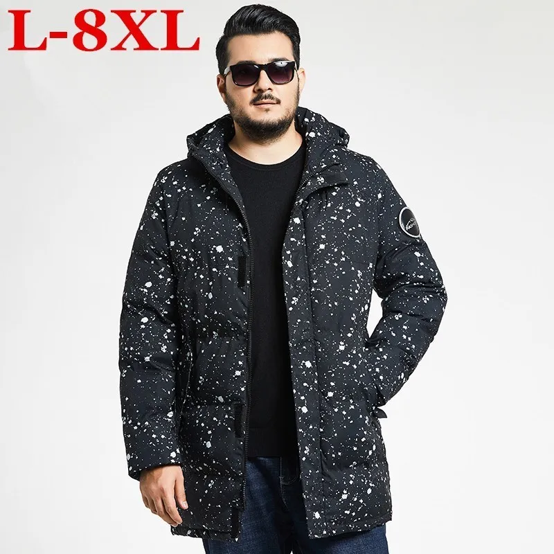 Новинка 2018 большой размер 8XL 7XL парка Мужская зимняя длинная куртка Толстая с