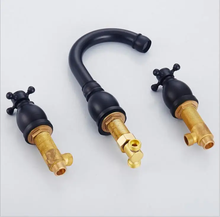 Черный Античный Ретро Бронзовый Смеситель из трех частей смеситель меди с тремя