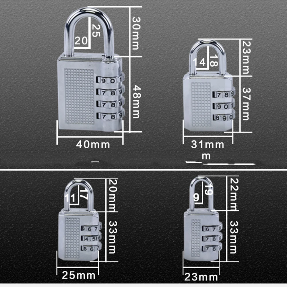 Цинковый сплав Комбинации lock password Замок Сбрасываемый для Чемодан Замки