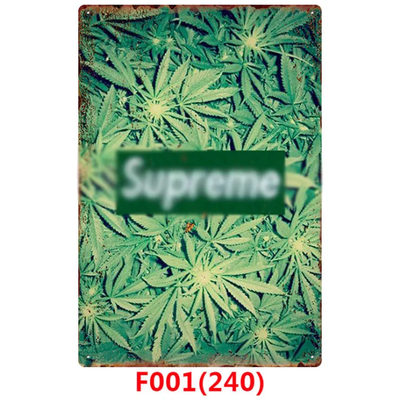Green California Weed Retro Metal Tin Signs Poster Marijuana Vintage Tinplate Poster Bar Cafe Wall Decoration Poster 20*30cm - Color: Green