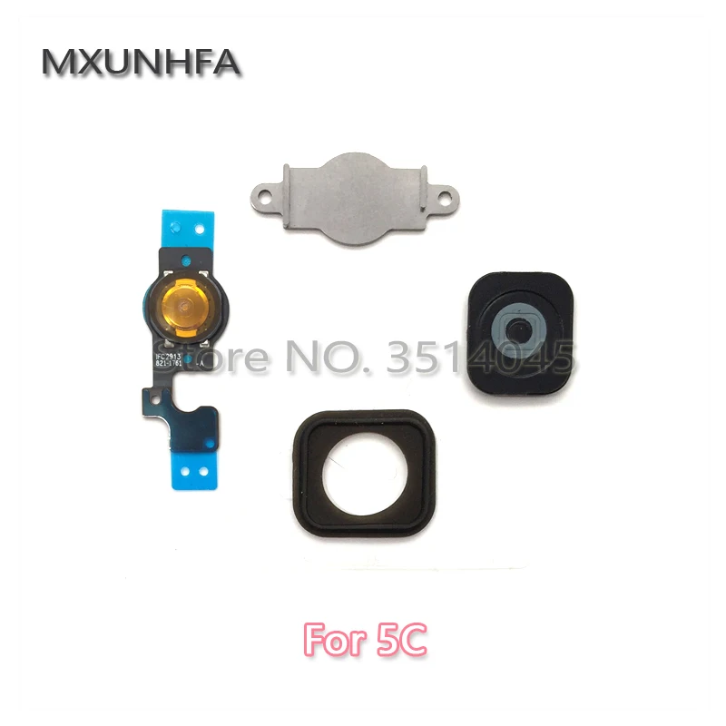 Кнопка меню MXUNHFA Home с гибким кабелем резиновая прокладка для iPhone 5 5G 5C Набор