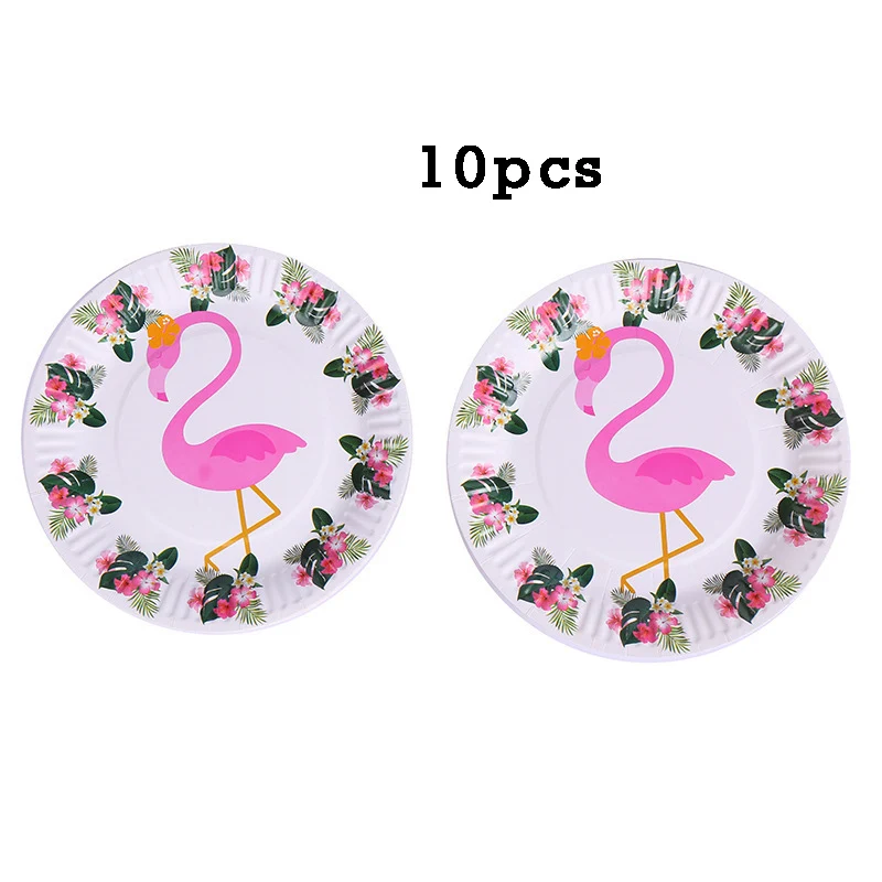 10pcs Paper plates Гавайские вечерние Фламинго конфетти оформление латексными воздушными шариками баннер Pull Flag ананас Лето день рождения - Цвет: 10pcs Paper plates