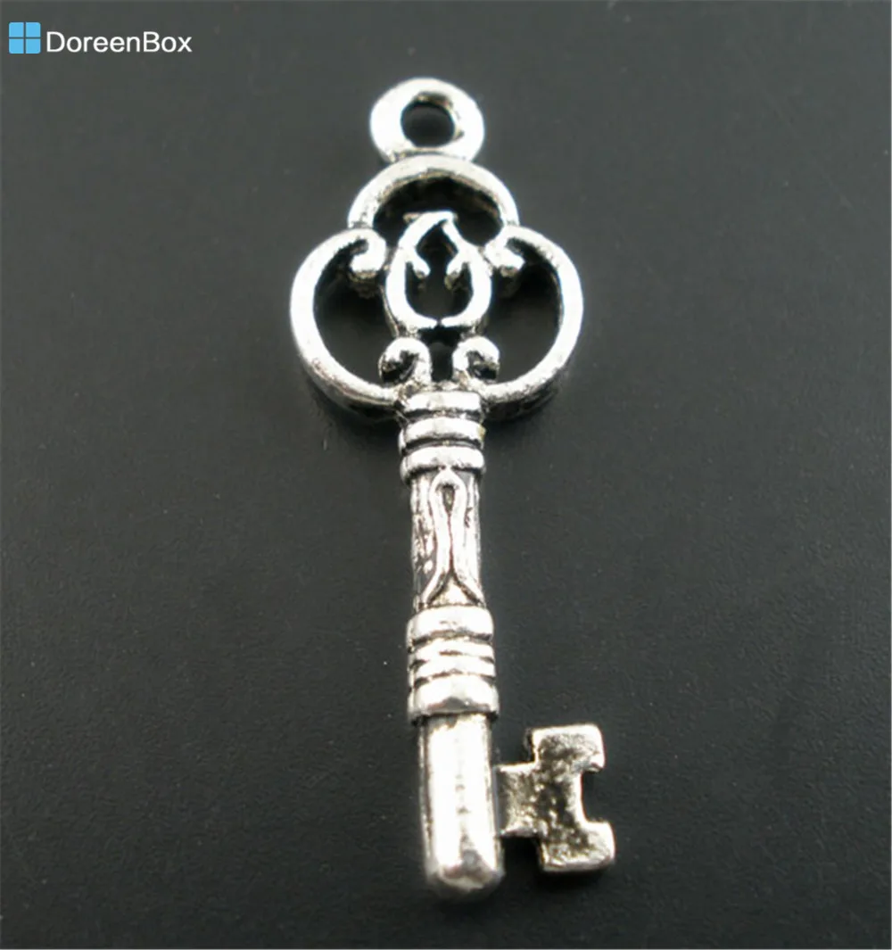 Doreen Box прекрасный 25 шт серебряный цвет брелоки подвески 29x10 мм (B02315)|silver key pendant|silver