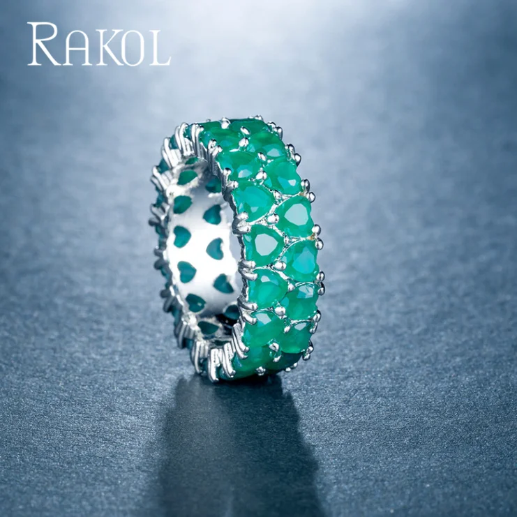 RAKOL новый модный OL женское кольцо с сердечком земли Циркон покрытое белым