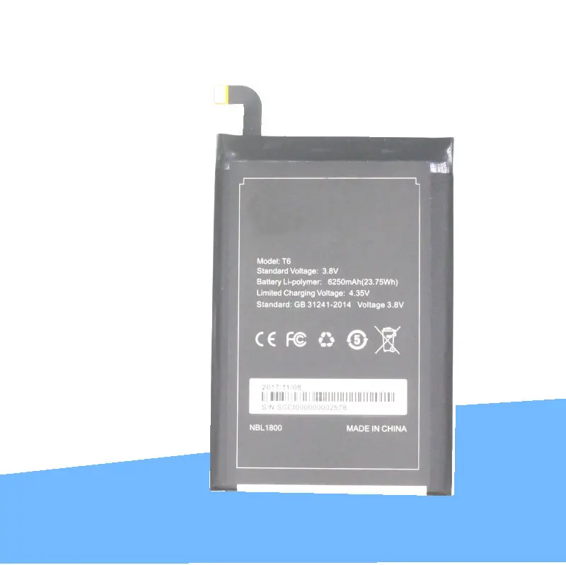 iSkyamS 1x 6250mAh T6 HT6 Replacement Li-Polymer Battery For Homtom &amp DOOGEE PRO Smart Mobile Cell Phone |
