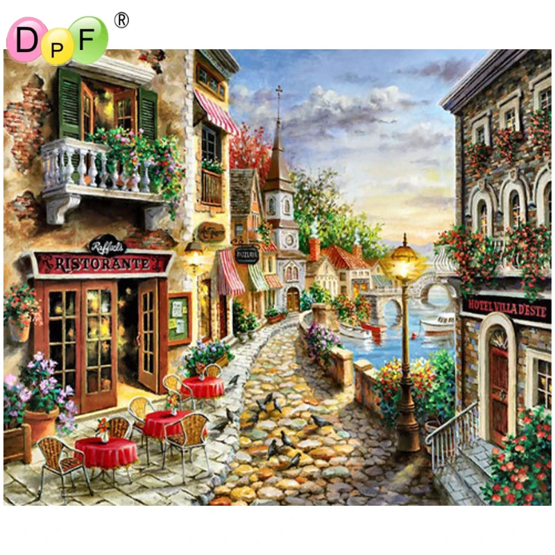 

DPF Full Square 5D DIY Diamond Painting Cross Stitch Dream Restaurant diamond Embroidery Rhinestone diamond Mosaic Painting Gift