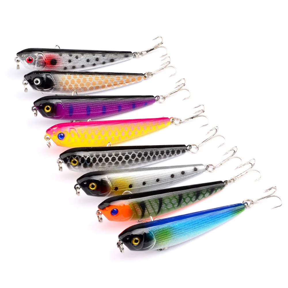 

8PCS Topwater Fishing Crankbait VIB Minnow Fish Bass lure hook baits 9cm/9.5g