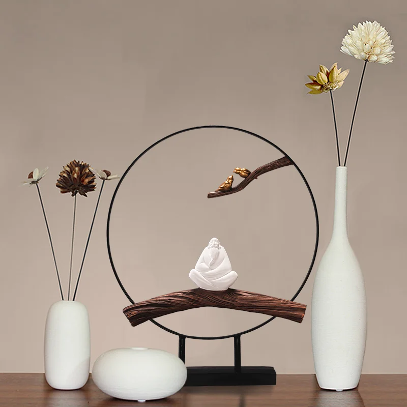 

NordicStyleVase New Chinese Ceramic Dry Flower Pendulum Living Room Simulation Flower Arrangement HomeTV Cabinet Soft Decoration