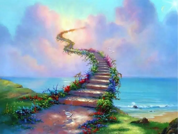 

5D DIY Diamond Painting Beautiful Ladder Scenery Diamond Embroidery Full Cross Stitch Needlework Home Decor Round drill gift