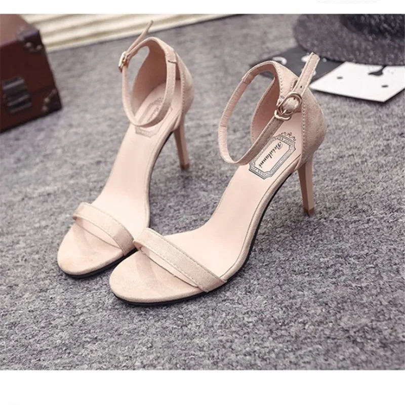 beige ZETMTC/ г.; летние модные женские босоножки на шпильках 7 см; женские черные, Красные босоножки на высоком каблуке с закрытым носком - Цвет: beige