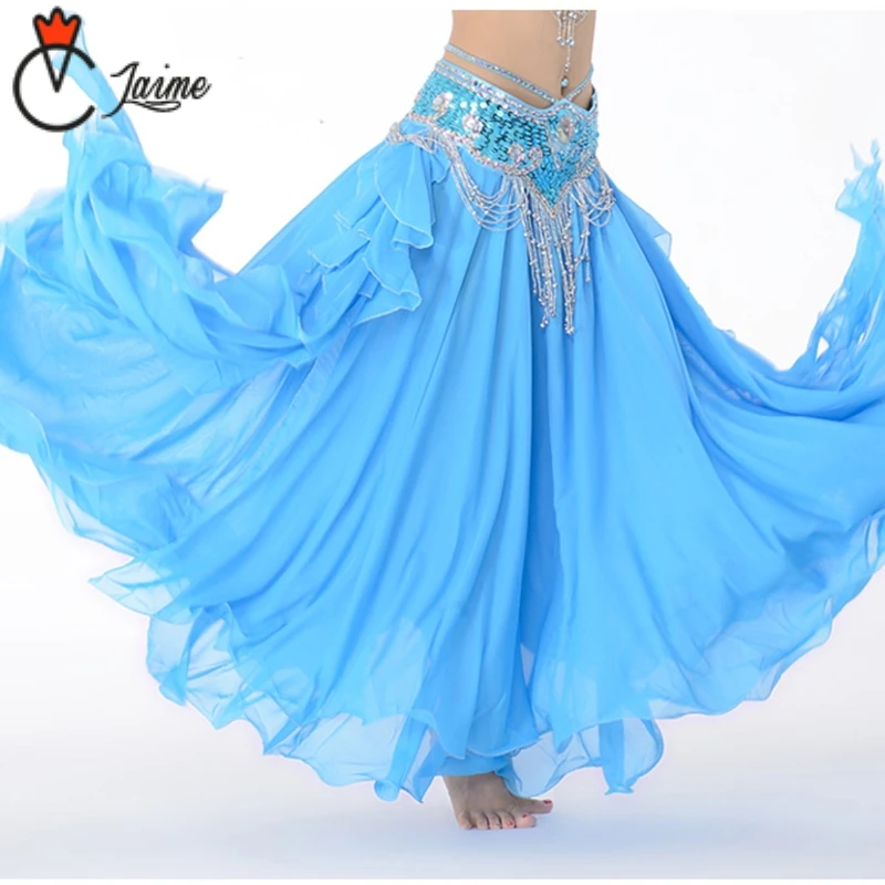 Chiffon Belly Dance Clothing 3 Layers Full Circle Long High Waist Maxi Women Skirts for |