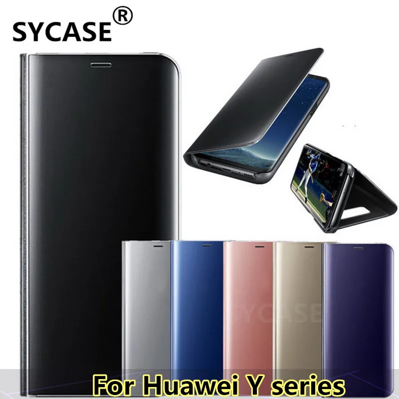 SYCASE Clear View зеркало Smart Case для huawei Y5 Y6 Y9 2018 Y7Prime чехол телефона флип Интеллектуальный