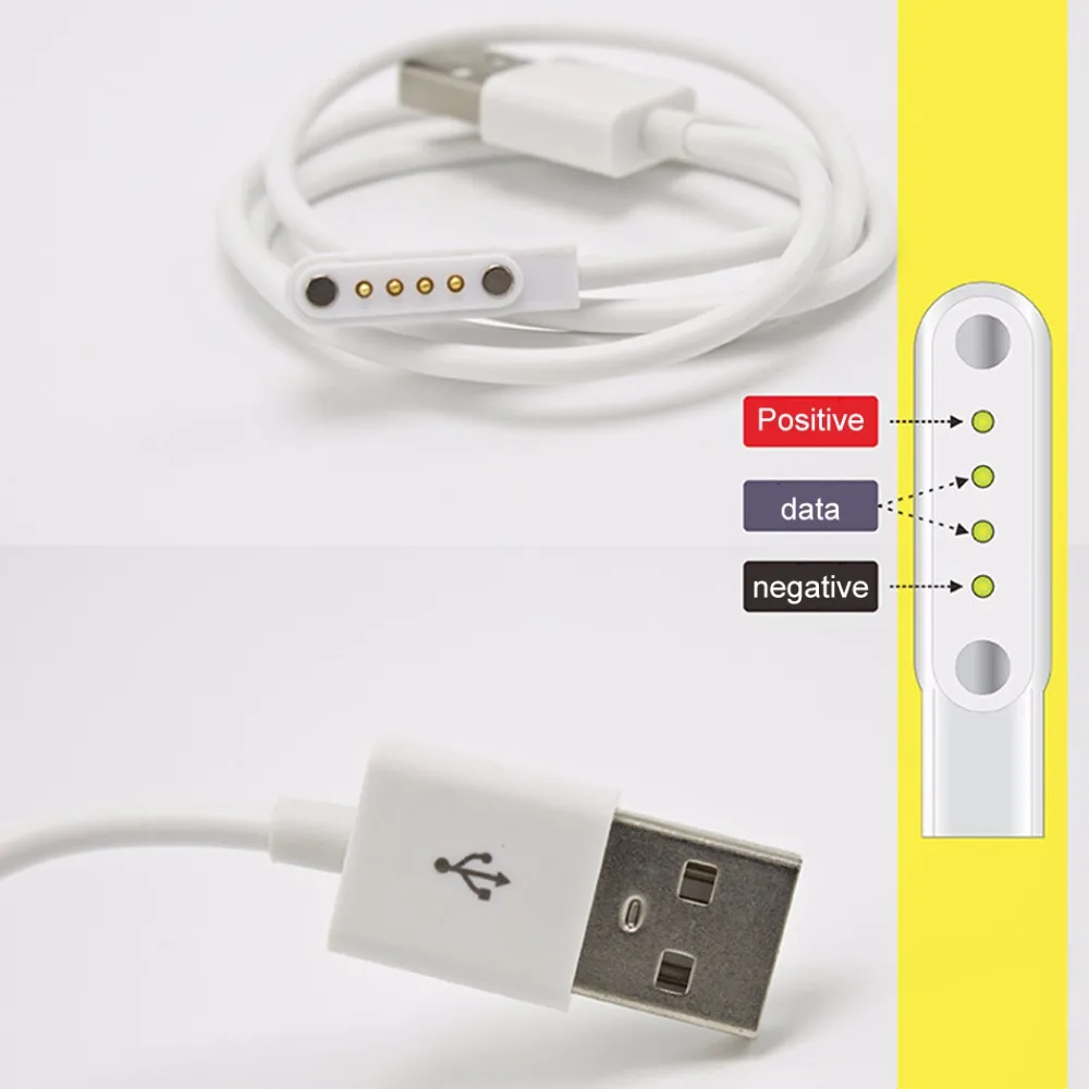 HANGRUI Магнитный фонарик с usb-зарядкой и Зарядное устройство кабель Универсальный 4 Pin Магнитный всасывания Зарядное устройство кабель для смарт-часов GT88 G3 KW18 KW88 Смарт-часы