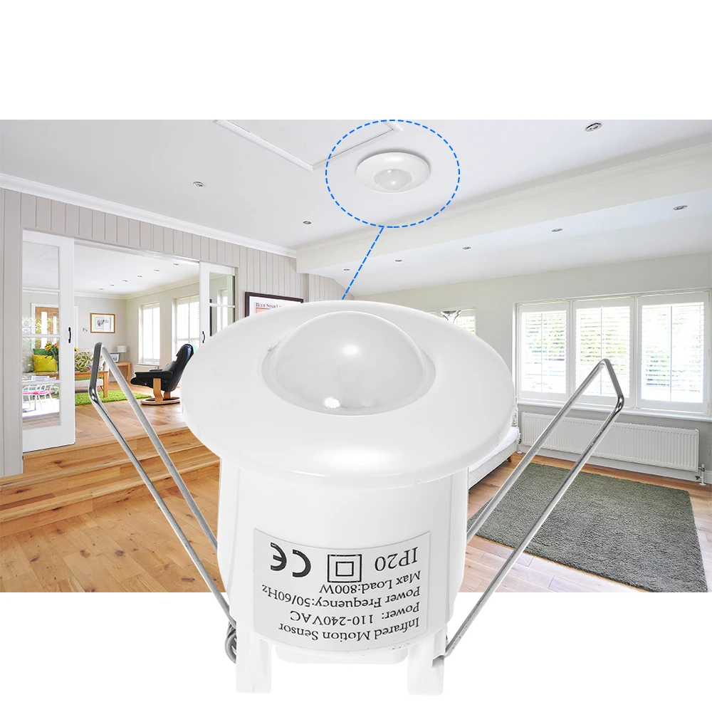 

Mini Infrared Motion Sensor Switch 360 Degree PIR Detection Recessed Ceiling Occupancy Motion Sensor Detector Lamp Light Switch