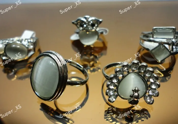 Кольца для женщин и девочек из натурального опала кошачий глаз 10 шт. кольца с