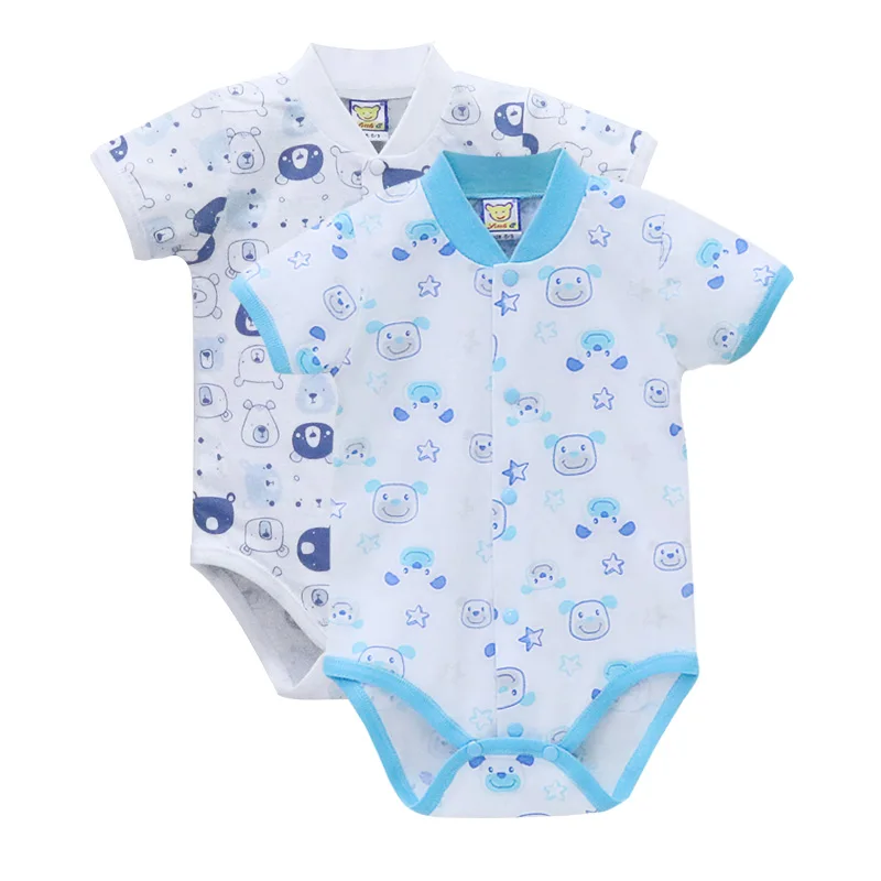 Little Q/Летние Боди для новорожденных, детская одежда с короткими рукавами и круглым вырезом, 2 шт./Партия Костюмы на пуговицах, одежда из чистого хлопка - Цвет: plane red car