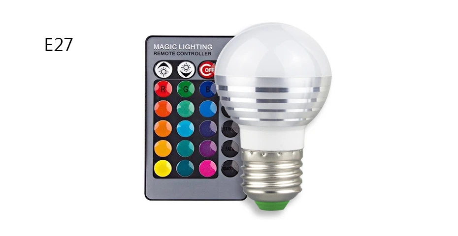 Светодиодный RGB лампы E14 E27 светодиодный светильник Цвет меняющийся прожектор светильник с 24-мя клавишами пульт дистанционного управления для домашнего украшения с памятью