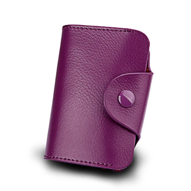 Purple Натуральная кожа унисекс бизнес-держатель для карт кошелек банк Кредитная карта корейский стиль мягкая поверхность держатель для карт s ZF9707 - Цвет: Purple