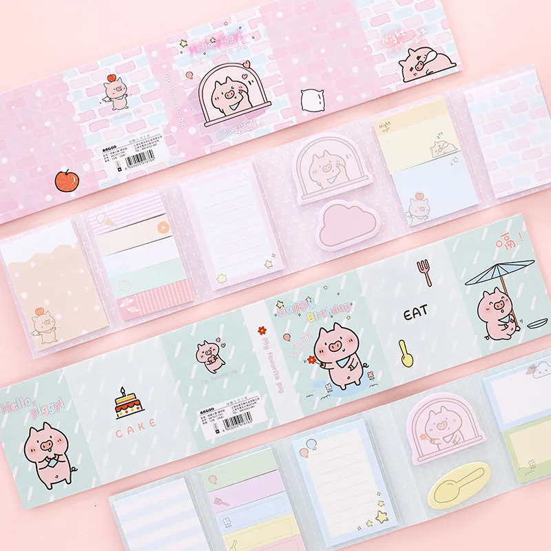 Hello Piggy Wow 6 Folding Memo Pad N Times Sticky Notes Notepad Bookmark Gift Stationery | Канцтовары для офиса и дома