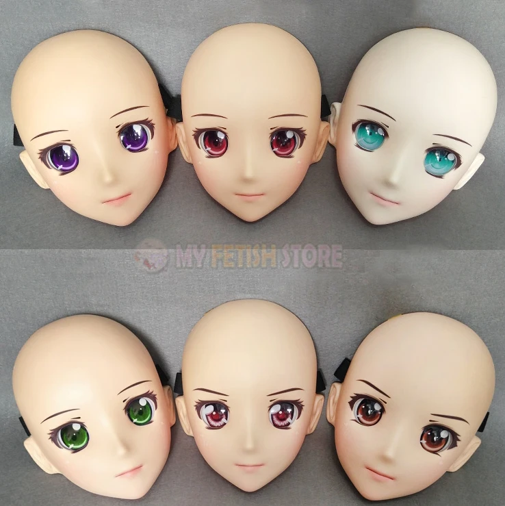 (XiaoJiang7) Женская милая девочка резиновая полуголовая маска кигуруми с BJD глазами
