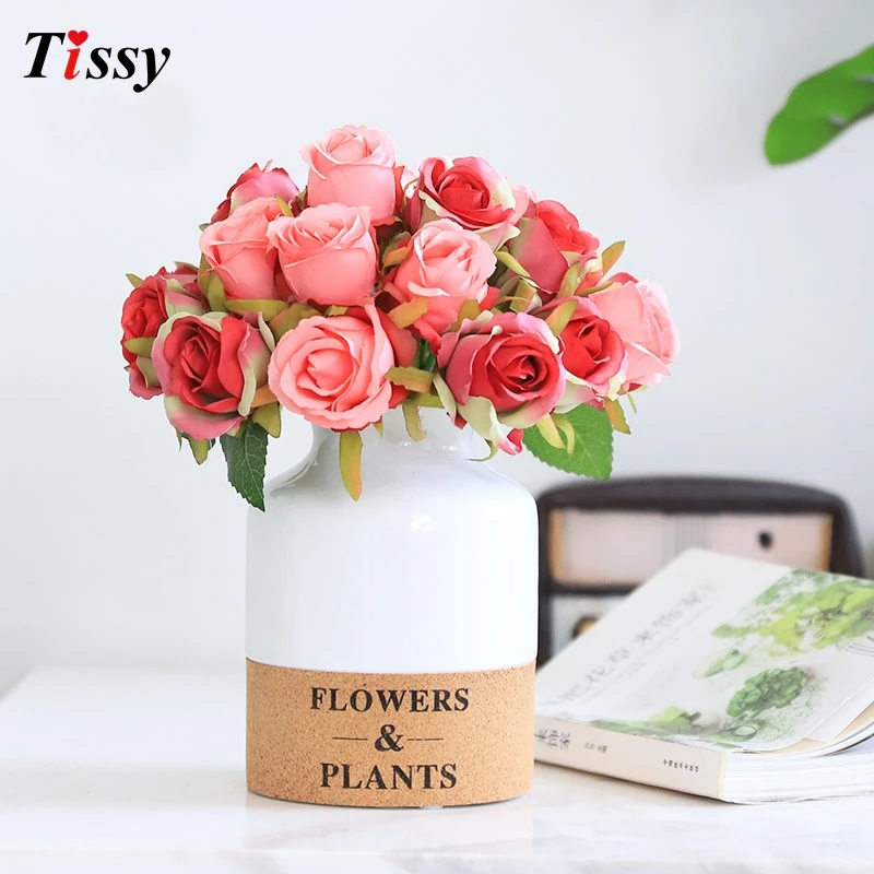 12pcs/lots Artificial Rose Flowers Wedding bouquet White Pink Thai Royal Silk flowers Home Decoration Party Decor | Дом и сад