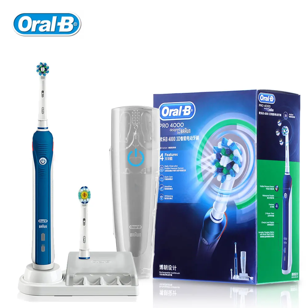 Зубная щетка Oral B аккумуляторная Водонепроницаемая с 3D вращением | Бытовая