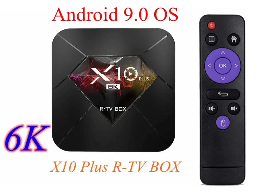 6K tv Box X10 Plus Android 9,0 Allwinner H6 Четырехъядерный 4 ГБ 32 ГБ 64 Гб 2,4G WiFi USB3.0 Поддержка 6K* 4K H.265 Смарт медиаплеер